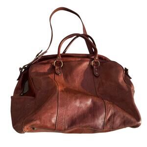 VTG I MEDICI Firenze Brown Italian Leather Duffle Carry On Men's Travel Bag READ